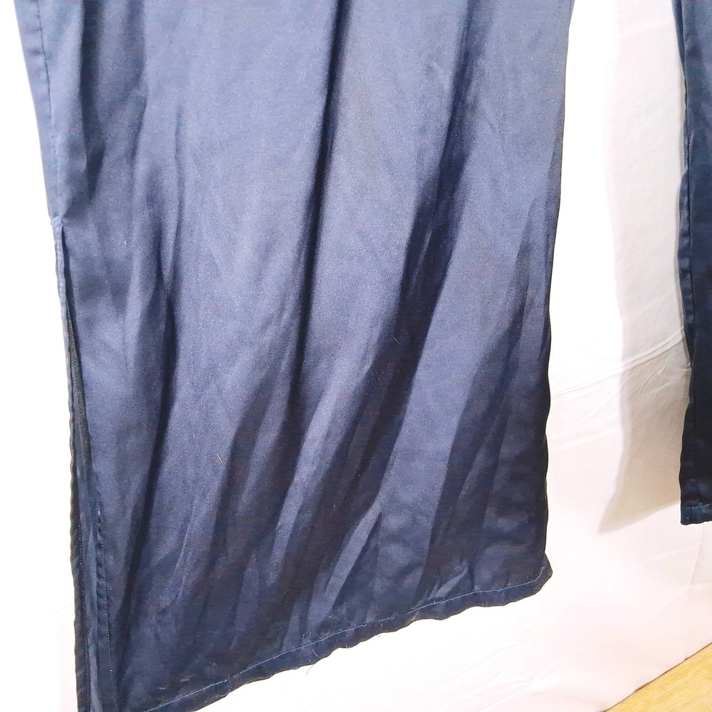 Auden Womens Navy Blue Satin Wide Leg Pajama Pants Sleepwear Size L Side Slits - Picture 5 of 6